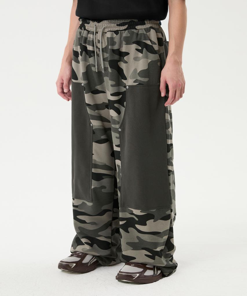 TRILLION Camo Carpenter Wide Sweatpants_Gray