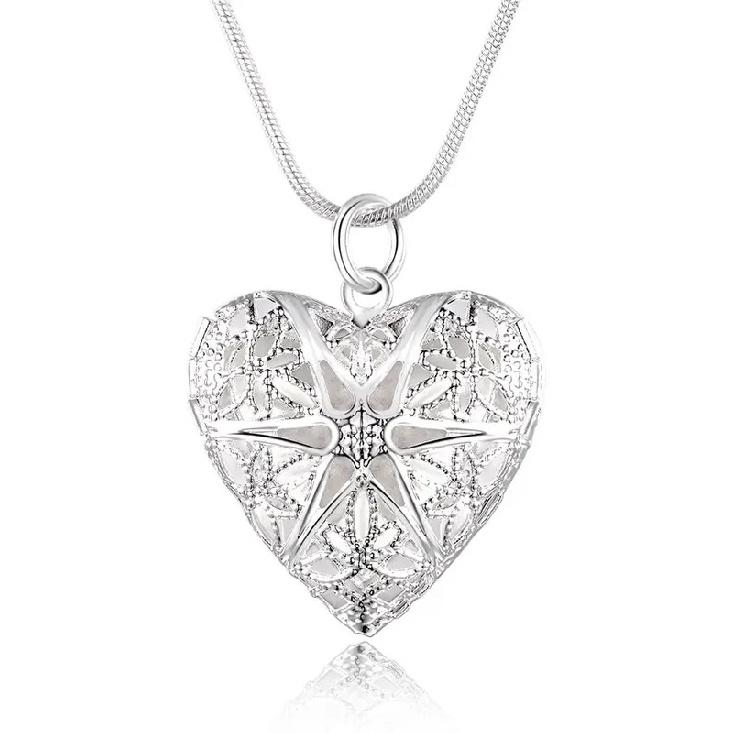 Hot 925 Sterling Silver Photo Frame Pendant Necklace 18/20/22/24 Inch Snake Chain For Woman Charm Wedding Fashion Jewelry