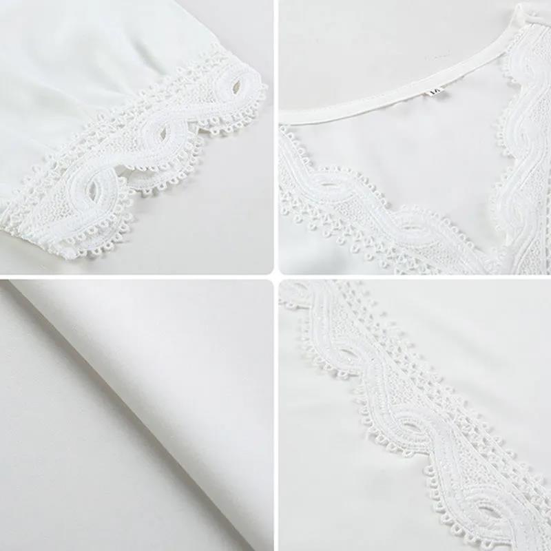 Shirt Female Design Sense Niche Top Three-quarter Sleeves Loose Summer T-shirt Lace Stitching Chiffon Shirt Professional Top Suit Suit
