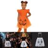 Halloween Ghost Face Pumpkin Veil Dress And Headband Set For Cosplay Dress Up Kids And Adults