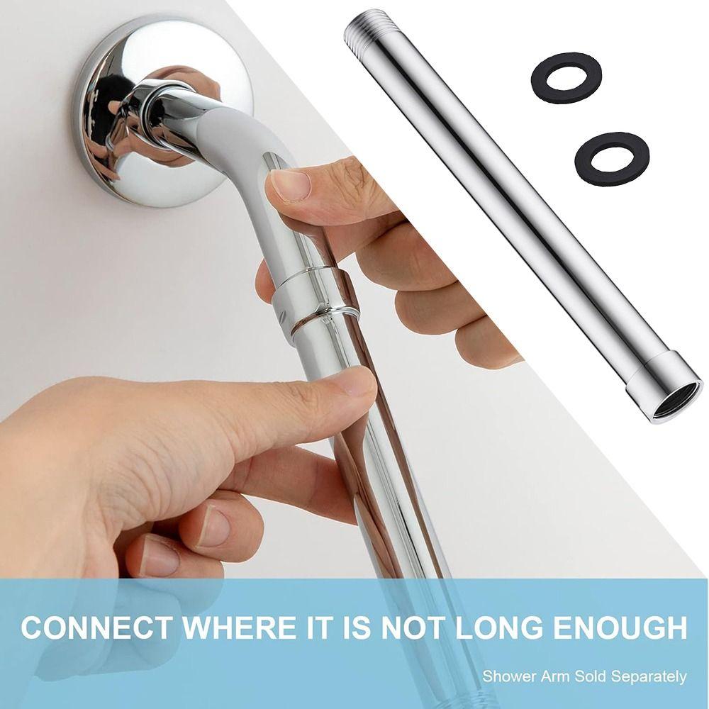 New Stainless Steel Shower Extension Rod Round 6 Inches Extension Tube Shower Head Rod