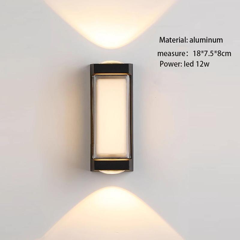 Modern Waterproof Aluminum LED Wall Lamp Big Size Square Exterior Sconce Garden Porch Outdoor Borosilicate Glass Diffuser 2-Year