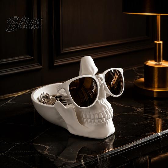 Creative Desk Accessory 3D Printed Skull Organizer Tray Novelty Eyeglass Holder with Nose Rest Office Desktop Decoration Key Coin Jewelry
