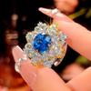 Jewelry Copper Bottom Gold-Plated Simulation Blue Spinel Cornflower Light Luxury Suit Women 12-10M