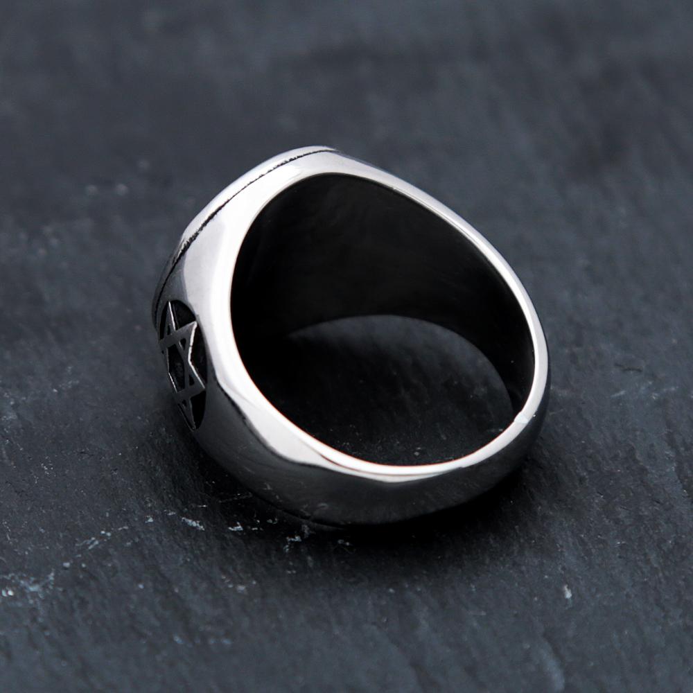 Punk Star Of David Ring Stainless Steel Vintage Silver Hexagram Biker Jewelry For Men Fashion Amulet