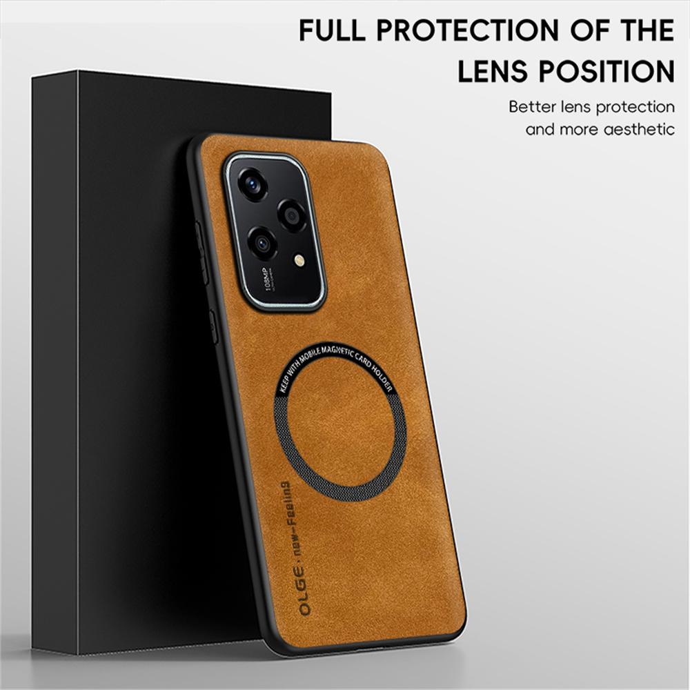 WANLONFENG YBP Series For Honor 200 Lite Magnetic Case with Tempered Glass Film PU+TPU Phone Cover Large Cutout