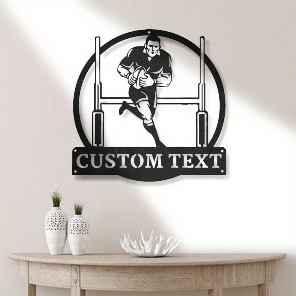 Personalized Metal Football Player Wall Decor for Stadium Gym Sports Gift