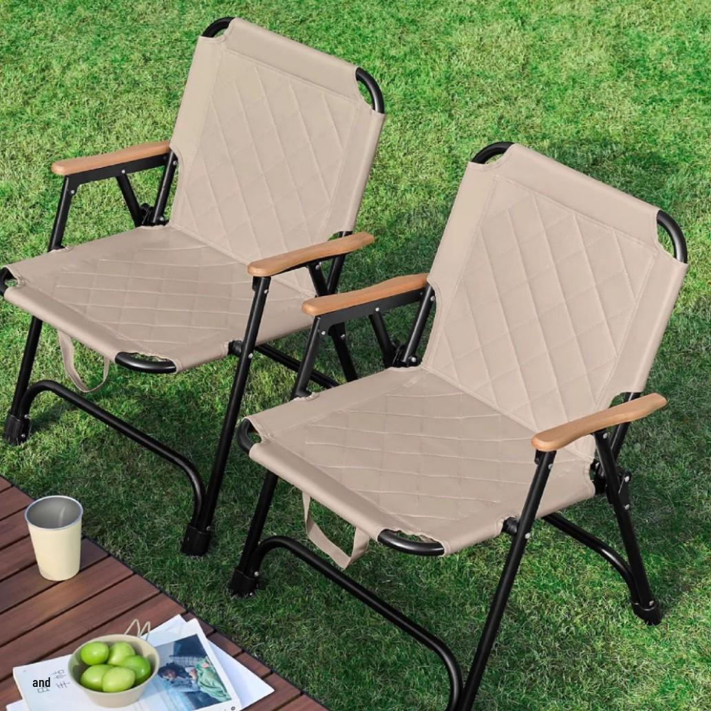 

Thickened Three-Layer Outdoor Folding Chair for Camping, Fishing, and Picnics бежевый
