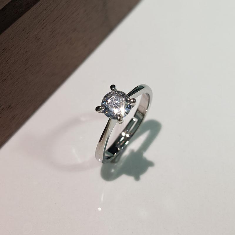 6Pcs Simple single zirconia ring with adjustable opening finger ring wedding accessory ring