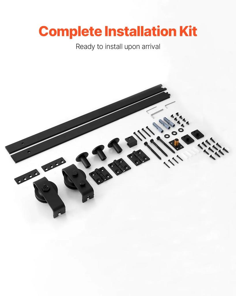 VEVOR Bi-Folding Sliding Barn Door Hardware Track Kit, 52" Top Mount Track Kit, Slide Smoothly & Quietly, Heavy Duty, Easy To Install