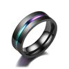 8MM Schwarzer Titanring für Männer Jungen Einfache Edelstahlringe Trendige Regenbogen-Nutringe Schmuckzubehör Geschenke
