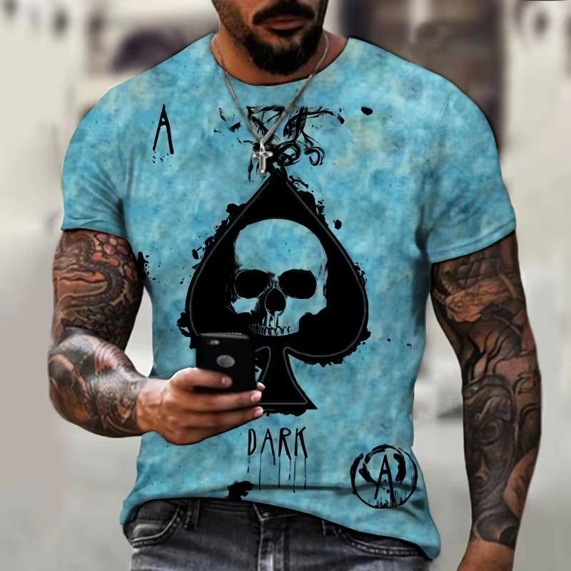 3D Spade Graphic T-Shirt for Men - Black, Loose Fit, Polyester, Soft, Breathable, Ideal for Hip Hop Street Style, Summer & Autumn