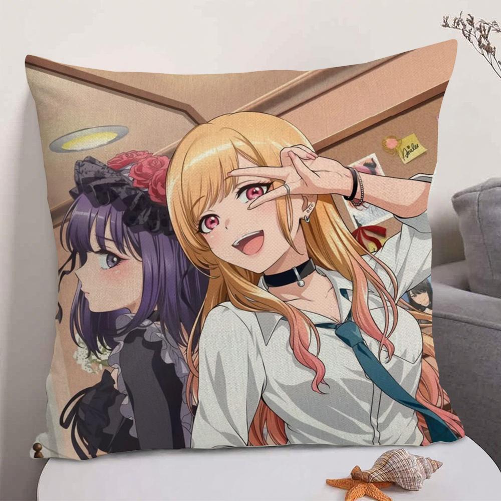 Anime MMy Dress Up Darling Cushion Cover Natural Linen Organic Fabric DoubleSided Printing Sofa Home Decor Gift Pillow Case