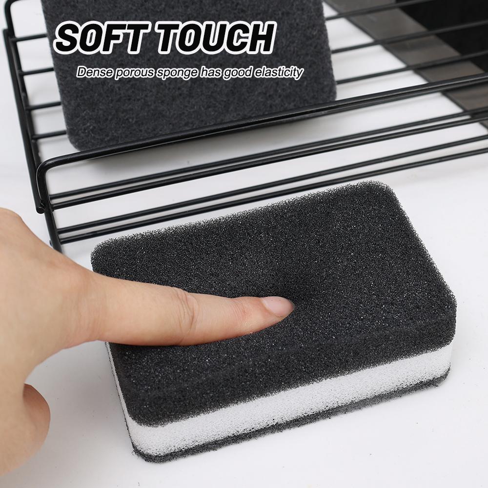 Thickened Double-sided Dishwashing Sponge Black Sandwiched White Stain Removal Scouring Cloth Cleaning of Pots Bowls Sinks Rag