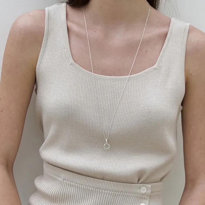 [925 silver] Twin Ring Long Necklace
