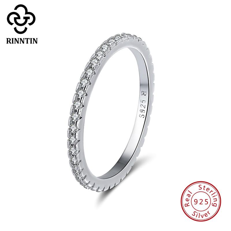 Rinntin Anéis de Dedo Femininos Cor Prata Redondo Polido Liso Simples Banda para Ocasião Nupcial Casamento Noivado Joia Feminina Grátis