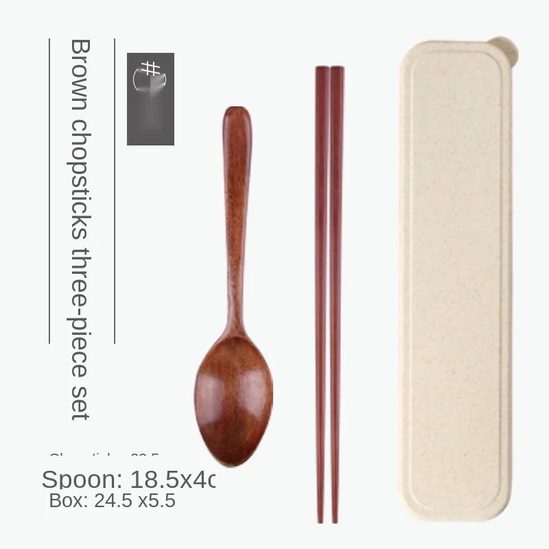 Natural Wooden Spoon & Fork Dinner Kit Rice Soups Utensil Cereal Handmade Home Tableware Dinnerware Cutlery For Kicthen