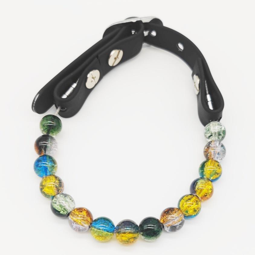 Fashion Pet Beaded Necklace Adjustable Transparent Glass Dog Cat Pearl Collar