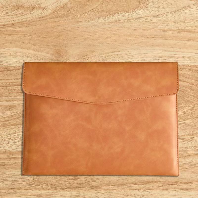A4 Leather Leather File Storage Bag Briefcase Simple Retro Single-layer Thickened Waterproof Large-capacity Business Meeting Bag