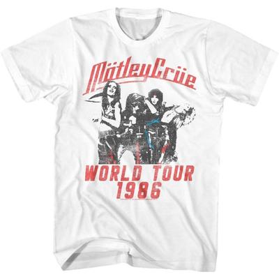 Motley Crue 1986 American Heavy Metal Rock Band World Tour White Adult T-Shirt