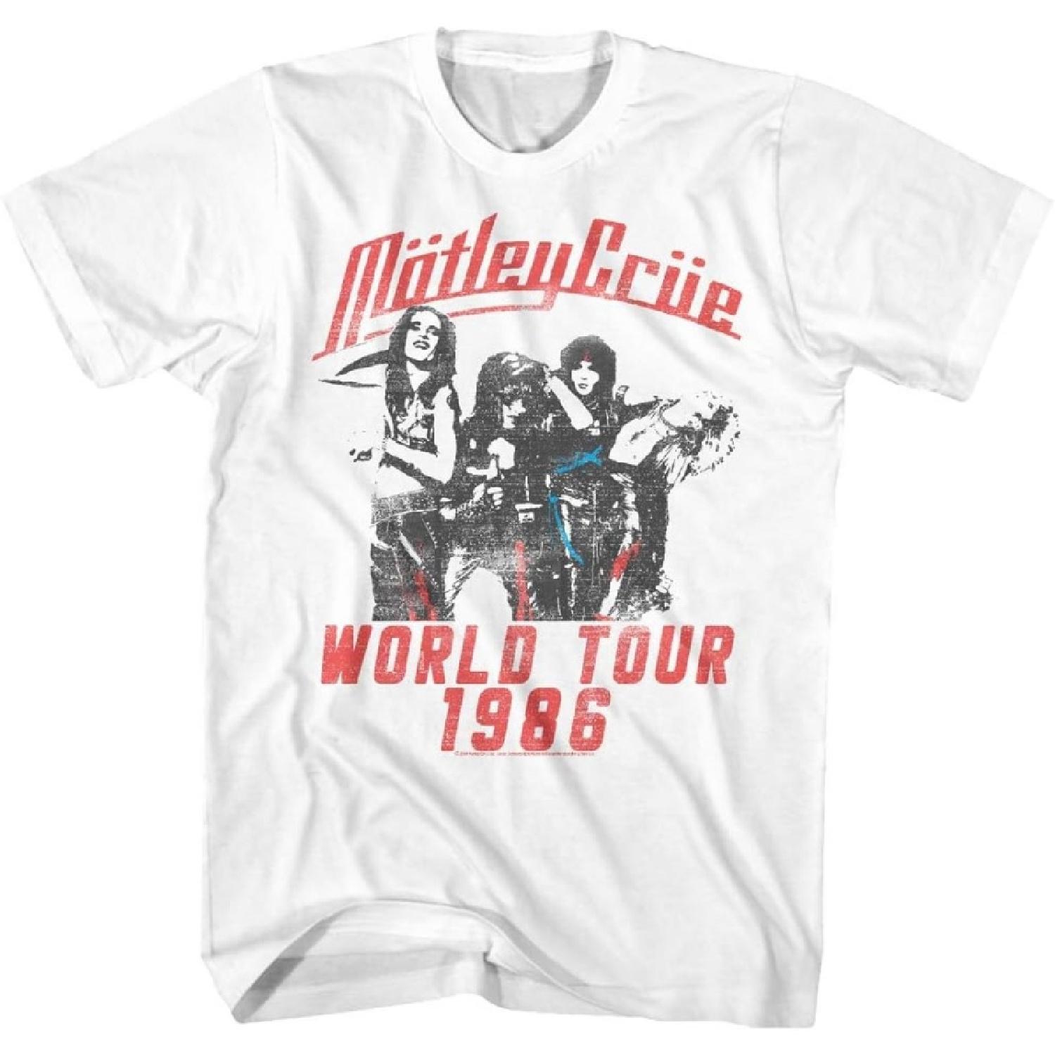 Motley Crue 1986 American Heavy Metal Rock Band World Tour White Adult T-Shirt S