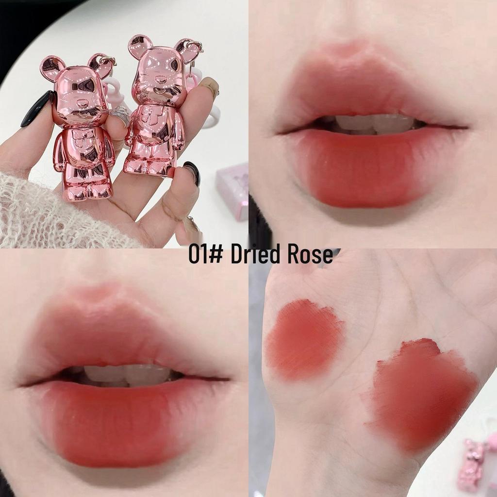 SHAQINUO Cute Bear Velvet Matte Lip Mud - Soft Nude Whitening Lipstick