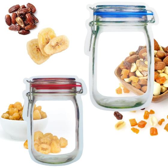 laffeya 20 Reble Mason Jar Bags for Cookies, Nuts, Candies, Great for Picnics, Camping, Sealable Spice Storage Bags