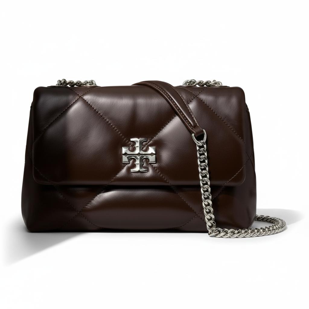 

Tory Burch Kira Silver Buckle Quilted Chain Shoulder Bag Napa Leather Small Women Shoulder Bag Chocolate-Brown 154706-206 Basic Set (Bag+Dust Bag)
