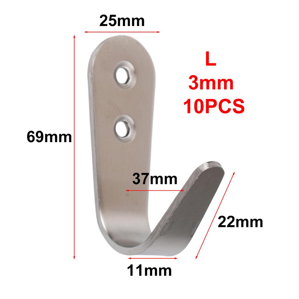 Home useful Hook Creative High quality Hot Rustproof Single hook Solid Stainless Steel Wall mounted 10PCS Coat