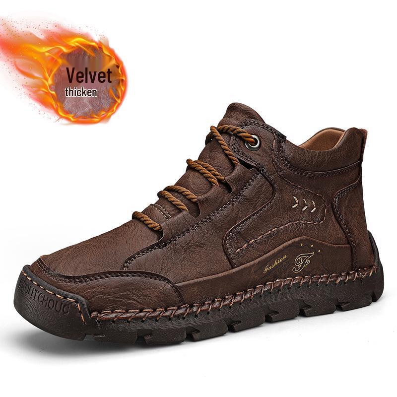 Winter Men's Dr. Martens Handmade High-Top Leather Boots - Casual British Style, Large Sizes Available.
