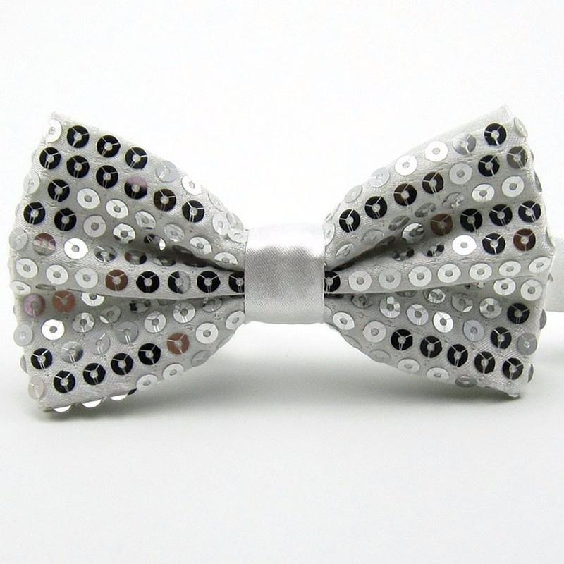 

Унисекс однотонный цветной блестящий галстук-бабочка регулируемый свадебный галстук-бабочка серебряный