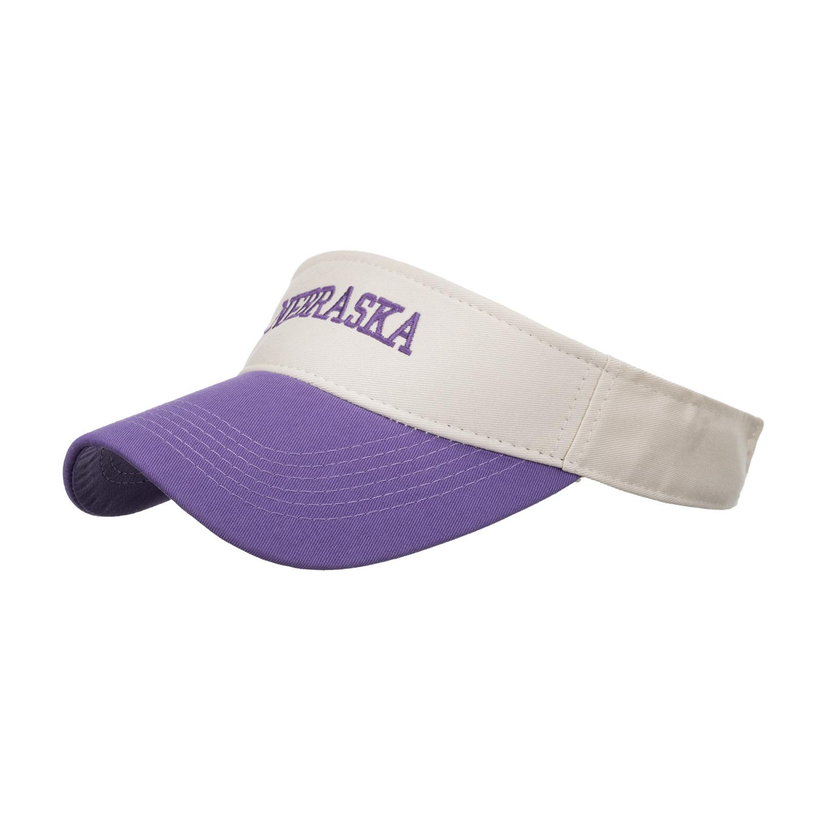 

Spring and summer contrasting colors, letter embroidered empty top hat, spring and summer outdoor sun protection, sun hat, casual trend cap фиолетовый