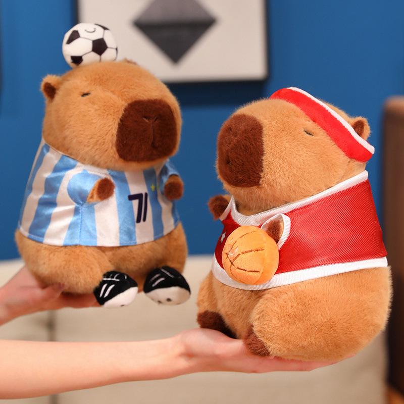 Sporty Capybara Plush Toy - Football & Basketball Variants