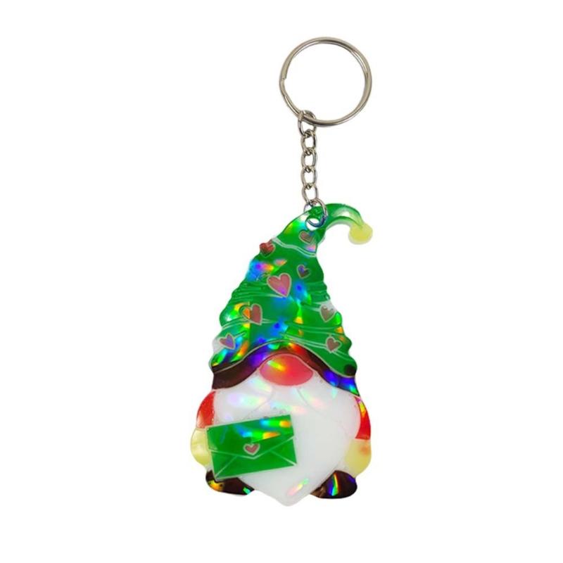 Holographic Resin Molds with Hole Christmas Gnome Pendant Silicone Mold for DIY Keychains Pendants Jewelry Resin Craft