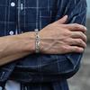 Chunky Byzantine Chain Bracelets for Men Boys,V-shape Stainless Steel Chain Link Wristband,Vintage Rock Punk Zircon