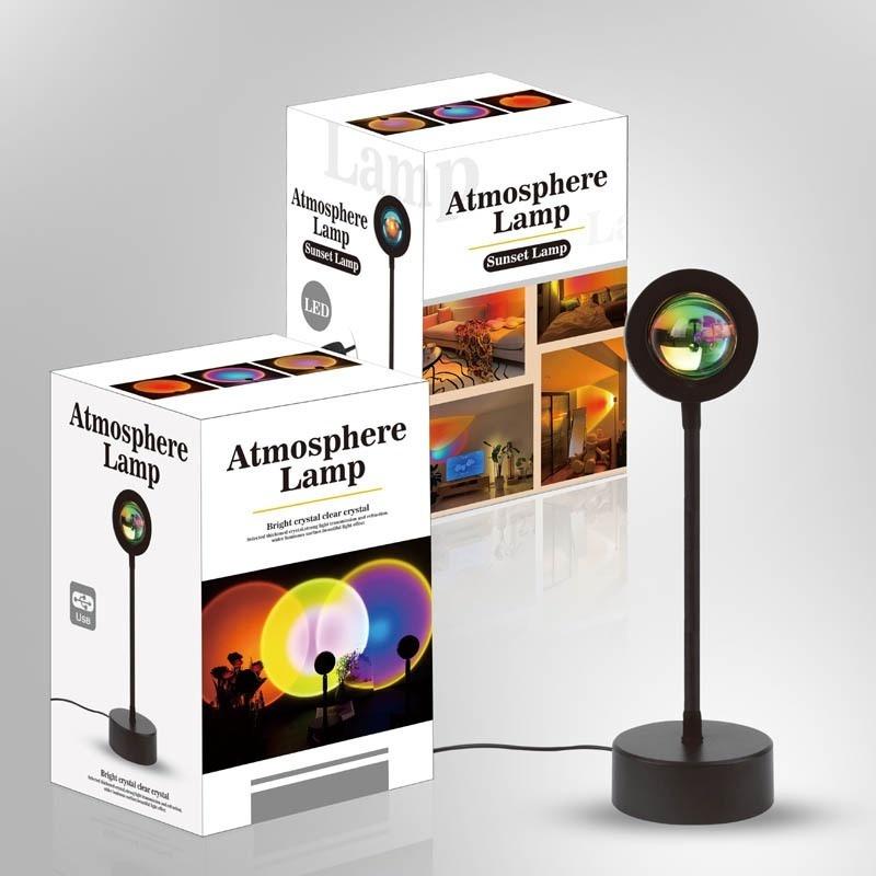 USB Sunset Rainbow Projector Atmosphere LED Night Light Home Coffee Shop Live Background Wall Decoration Projection Table Lamp