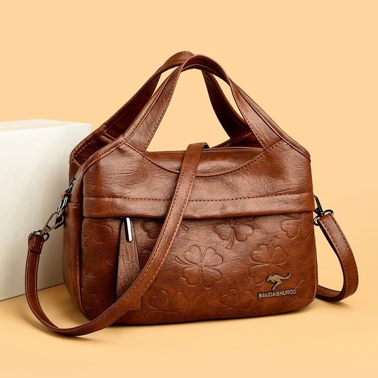 

Embossed soft leather portable messenger bag жовтий