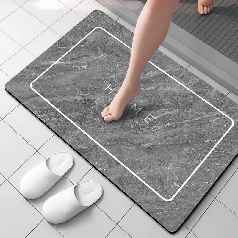 Nordic Style Marble Pattern Diatom Mud Bath Mat - Non-slip, Water-Absorbent, Quick-Drying, Wear-Resistant Foot Mat