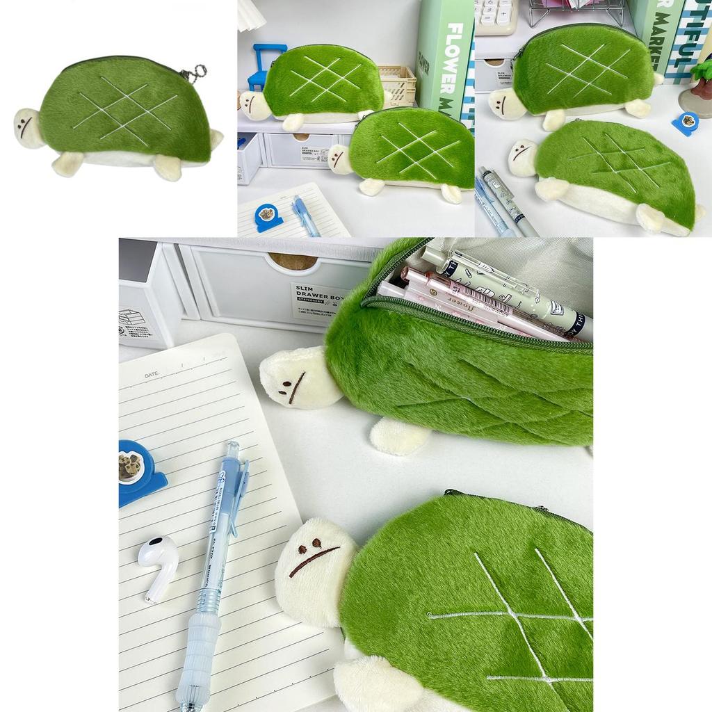 Adorable Estuche de Lápices de Tortuga de Peluche Lindo Bolso de Papelería de Animales Para Niños Almacenamiento