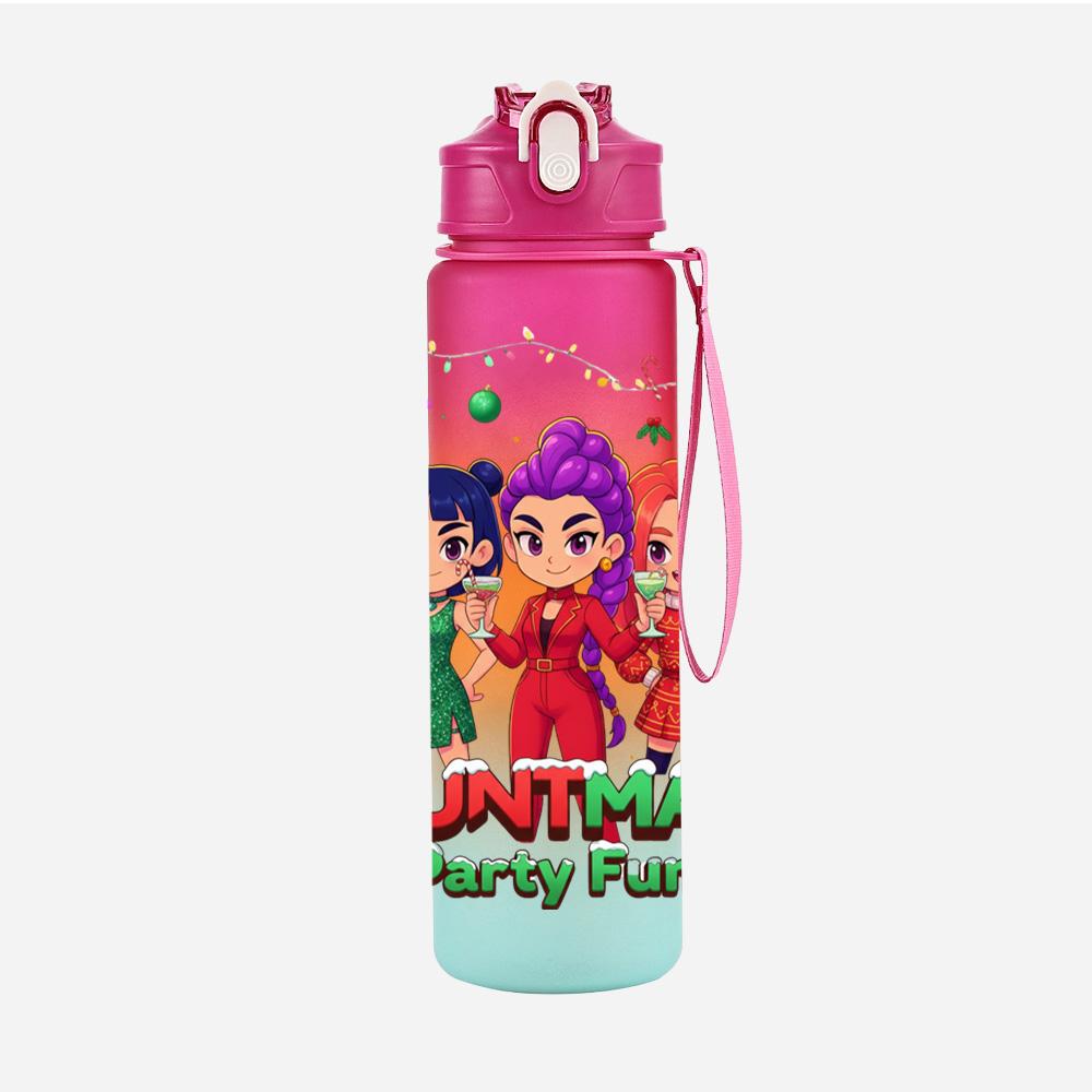Cartoon Weihnachten K-Pop Dämonenjäger Bedruckte 750 ml Wasserflasche Große Kapazität Trinkbecher Tragbar Outdoor Sport Wasserbecher Kinder Kind Geschenk