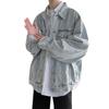 Mens Loose Fit Denim Jacket Stylish Casual Fall Outerwear Teen Students