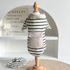 Autumn/Winter Pet Striped Bottom Shirt Cute Hat Set Teddy Cat Hoodie Dog Clothes for Small Dogs Puppy Clothes