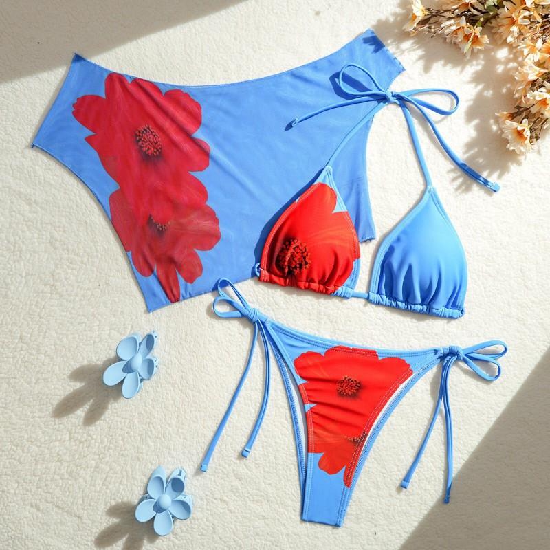 Swimsuit Printed Lace Sexy Bikini Split Fashionable Three-piece