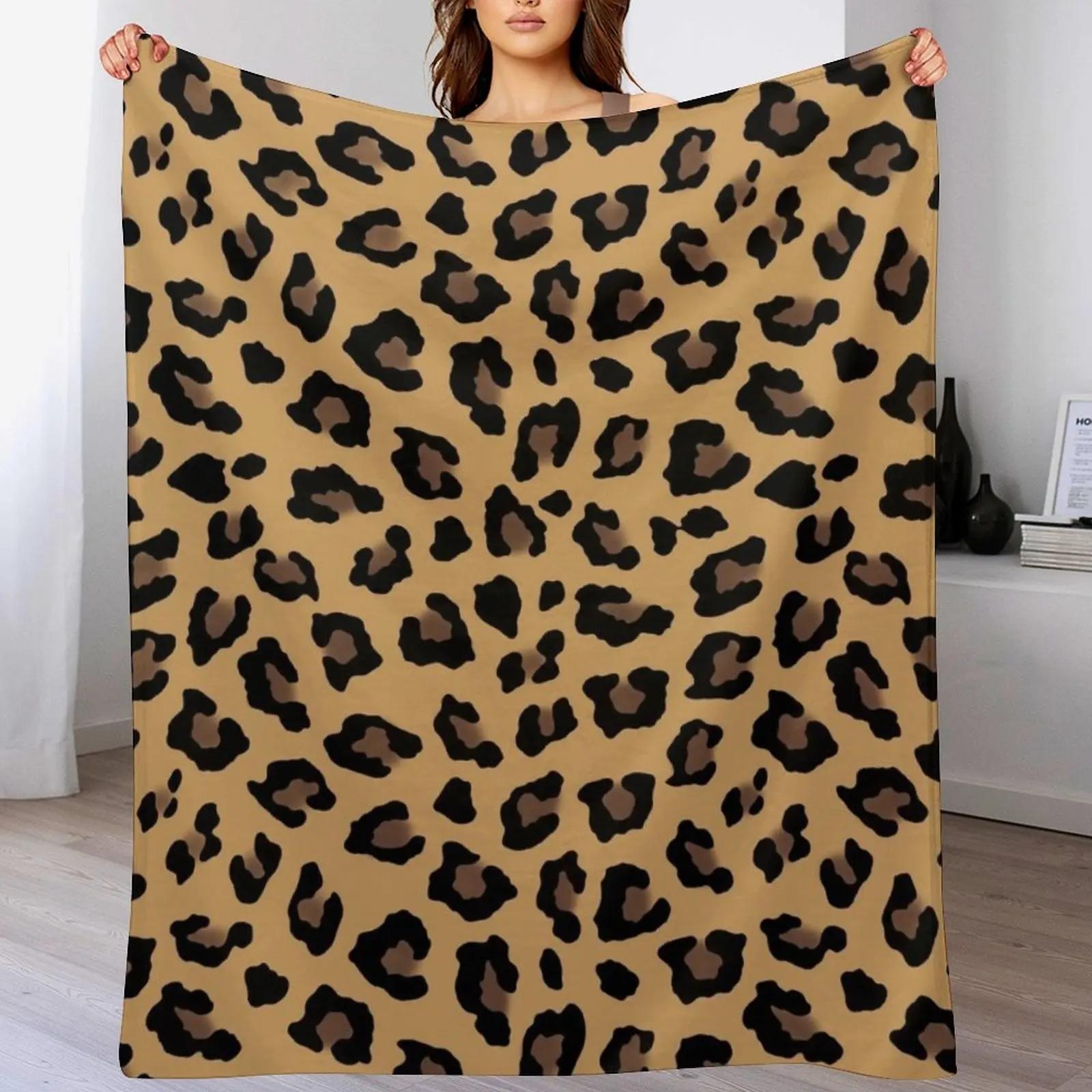 

Tan Leopard Print Throw Blanket Stylish Couch Blanket for Home Living Room 102x76cm(40x30in)