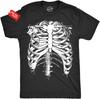 Herren Gesprenkeltes Rippenkorb T-Shirt Cooles Skelett Kostüm Halloween T-Shirt für Jungs