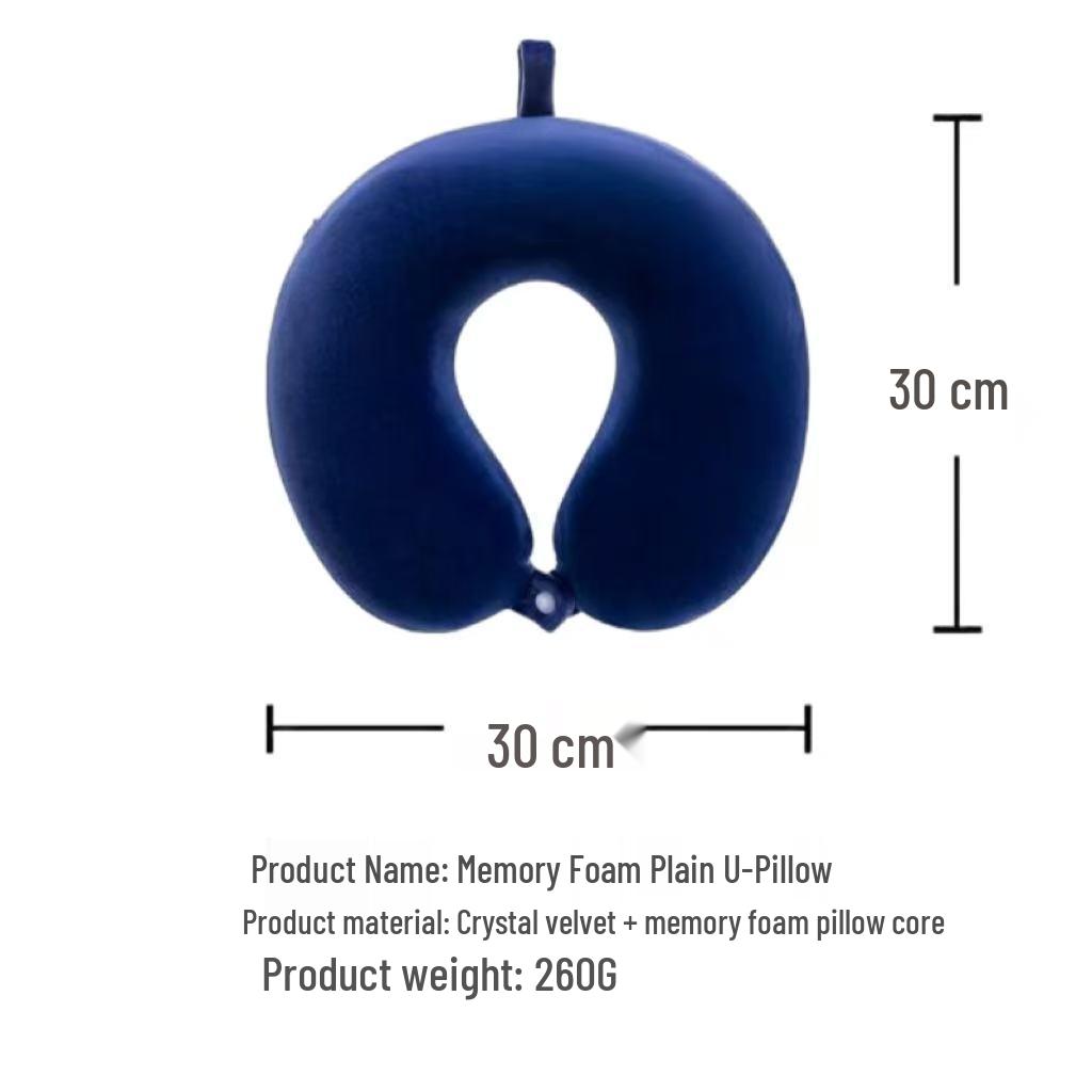 Portable Memory Foam U-shaped Travel Neck Pillow - Crystal Velvet Office & Airplane Nap Support