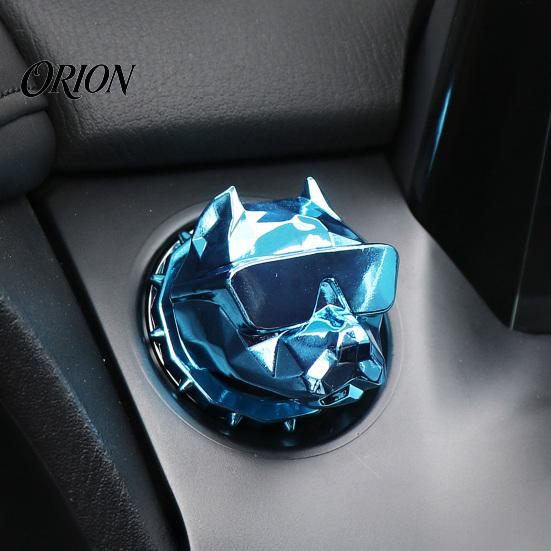 Trendy Car Interior Decoration Bulldog Start Stop Button Cover, Ignition Switch Protective Ring Metal Trim for Push Start, Steering Wheel Decor,
