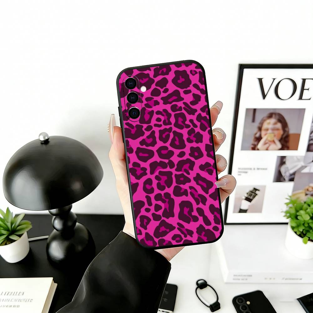 all-over leopard print Phone Case Black Silicone Soft For Samsung Galaxy A73,A72,A71,A70,A53,A52,A51