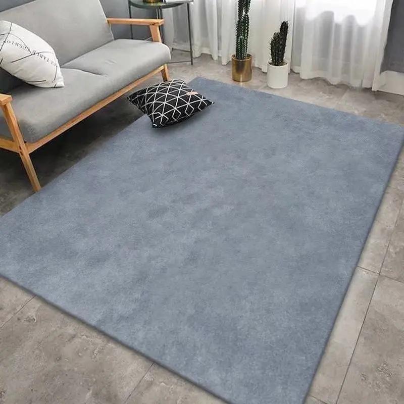Solid Color Simple Living Room Carpets Light Luxury Art Rugs for Bedroom Decor Large Size Lounge Mat Thickened Flannel Carpet