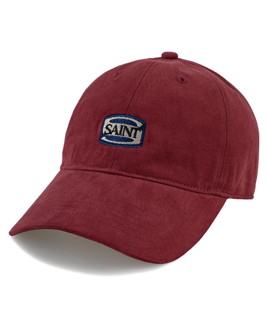 Wig Saint Block Logo Cotton Peach Ball Cap - Burgundy